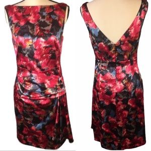 Maggy London Floral Cinched Waist Sheath Dress 8